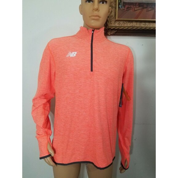 New Balance Mens Size L Dry 1/4 Zip Lightweight orange Long Sleeve Running - Picture 2 of 8